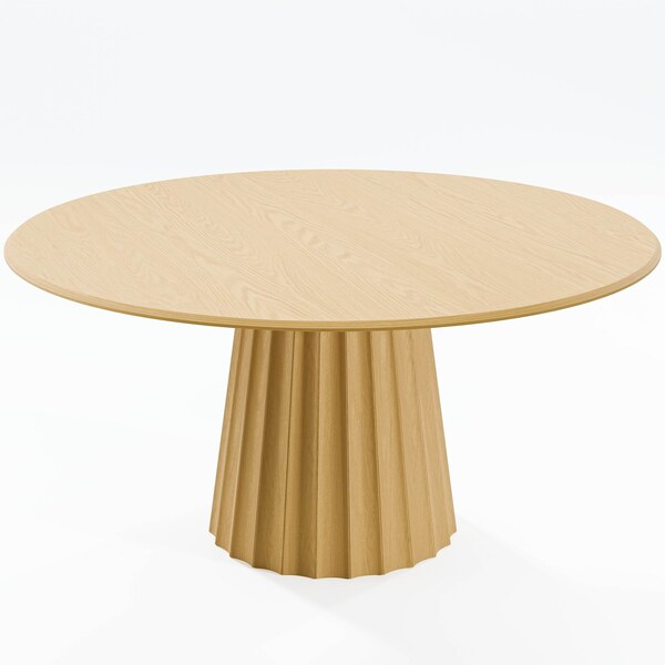 Homeroots 60" Brown Solid Wood Pedestal Base Round Top Dining Table 721029 - main