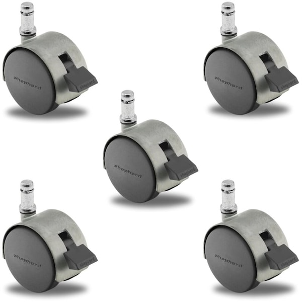 Shepherd Hardware Pacer Satin Chrome Locking Chair Caster Set of 5, 5PK PPA50223SC-B-4-PACK - main