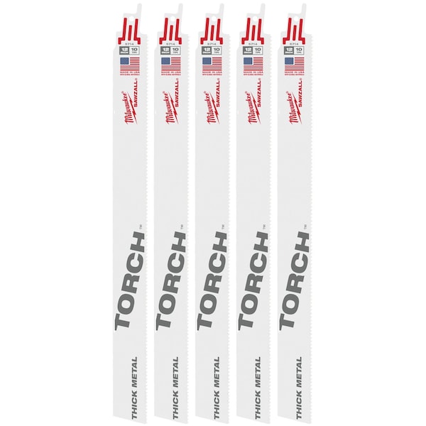 Milwaukee Tool 12" 10 TPI The Torch SAWZALL Blades (5 Pk) 48-00-5714 - main