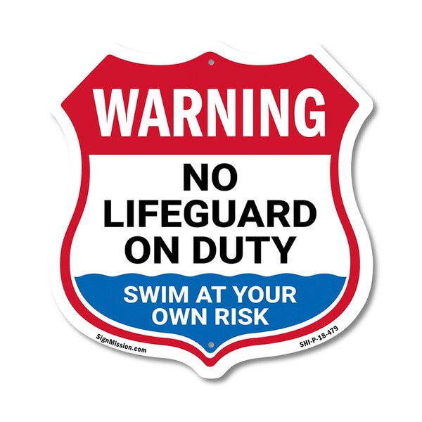 Signmission Warning No Lifeguard On Duty, 18 Inch X 18 Inch, Plastic Sign SHI-P-18-479 - main