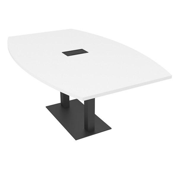 Skutchi Designs Boat Conference Table With Power Unit, 48 in W, 72 in L, White HAR-BOT-48x72-DOU.BK-W960-EBLK - main
