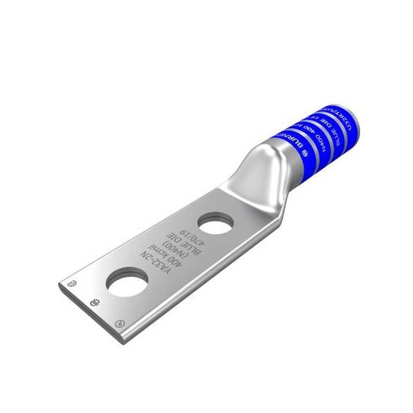 Burndy 400 kcmil, CU, 2 Hole, 1/2 Stud, 1-3/4 IN Spacing, Long Barrel YA322N - main