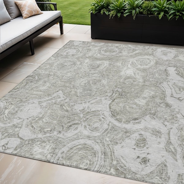 Homeroots 5' X 8' Ivory Taupe And Beige Abstract Washable Indoor Outdoor Area Rug 577158 - main