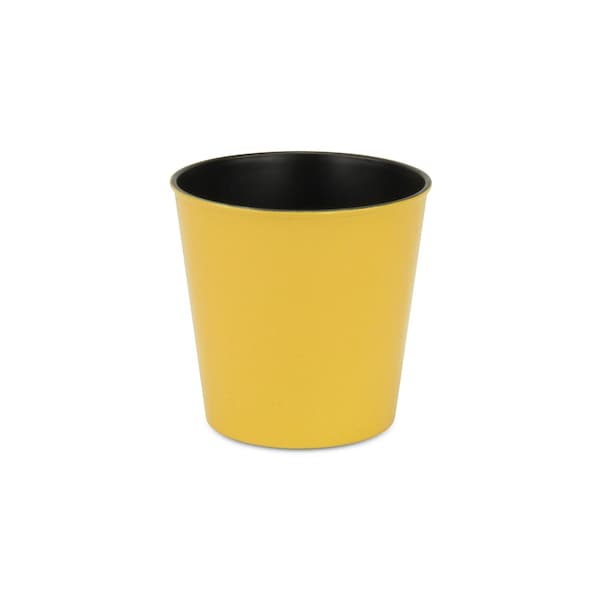 Homeroots 7in Yellow Recycled Plastic Indoor Outdoor Round Pot Planter 488220 - main