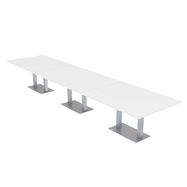 Skutchi Designs Rectangle Conference Table With Power, 48 in W, 216 in L, White HAR-REC-48X216-DOU-W960-NA - main