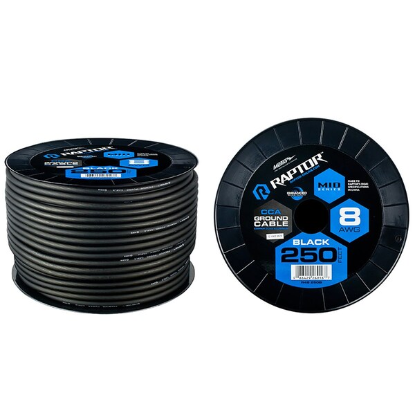 Raptor 8 AWG 250ft Power Cable Black CCA R4BK8-250 - main