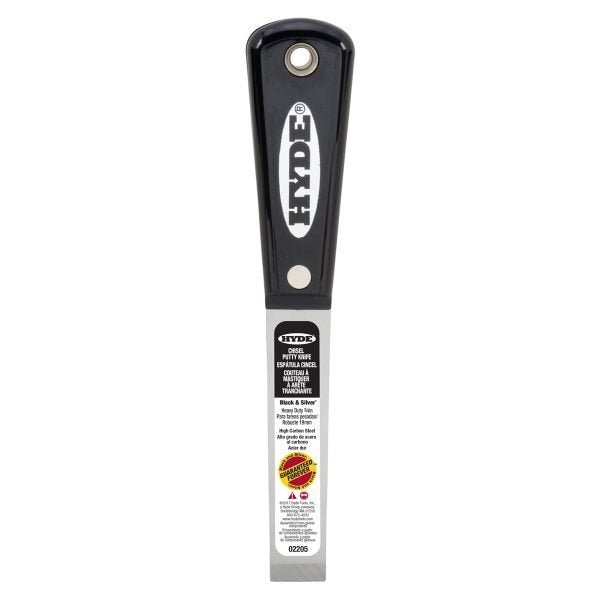 Hyde Stiff Black & Silver 0.75" Putty Knife - Used to Scrape and Remove Putty. 2205 - main