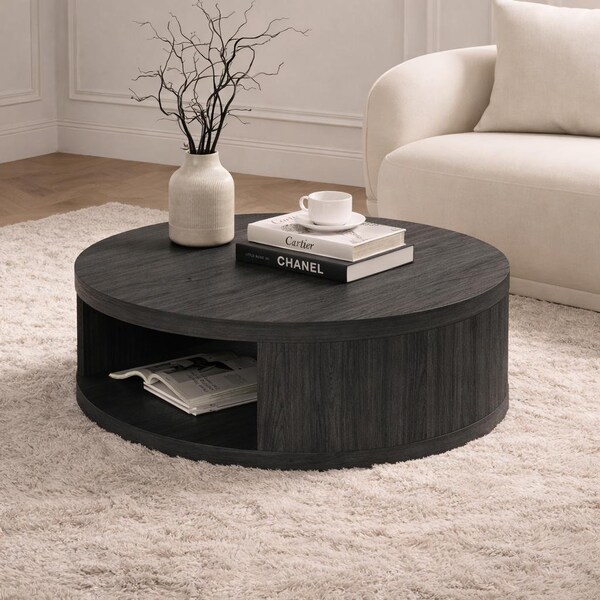 Manhattan Comfort Alure 36 in Round Coffee Table in Charcoal CT1800-1 - main