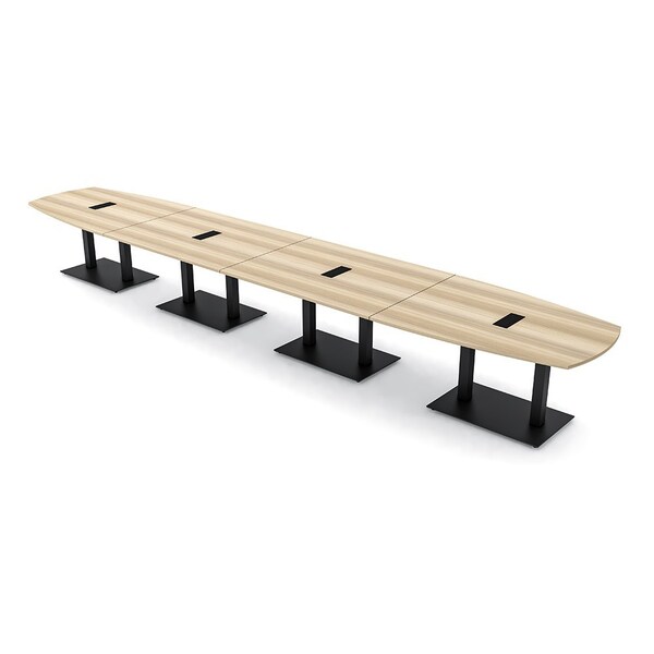Skutchi Designs Arc Boat Conference Table, 45 in W, 264 in L, Brown HAR-ABOT-48x264-DOU.BK-K525-EBLK - main