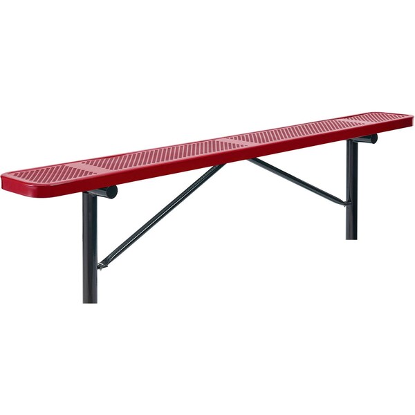 Global Industrial 8' Outdoor Steel Flat Bench, Perforated Metal, In Ground Mount, Red 262076IRD - main