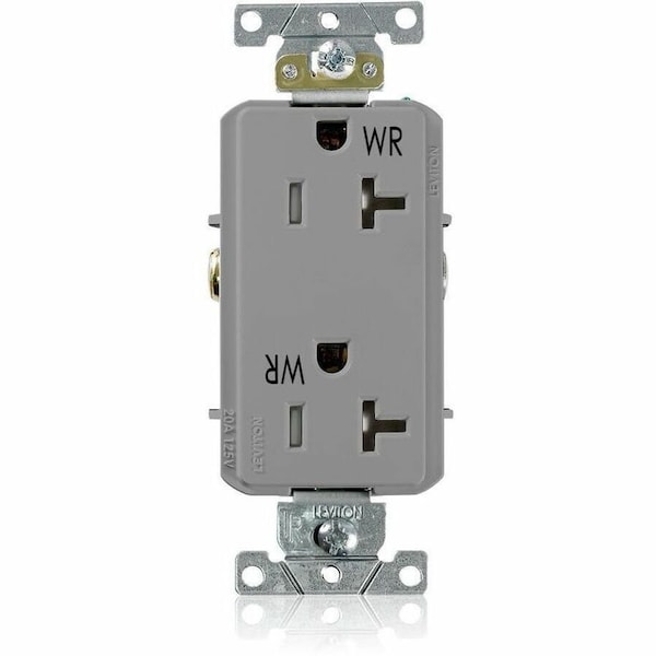Leviton Plugs&Rcptcls, 20A, 125VAC, Gry, PBT, PK1 WTD20-GY - main