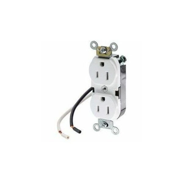 Leviton Industrial Series Heavy Duty Grade Duplex Receptacle, 15 Amp, 125 Volt 5262-CW - main