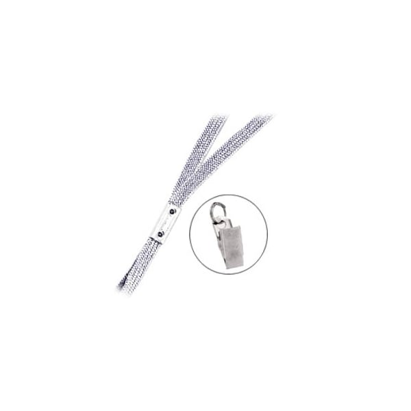 Brady Flat Braid Lanyard with Nickel Plated Steel Bulldog Clip - White 2135-3558 - main