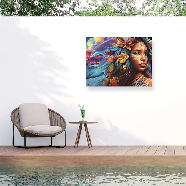 Trademark Fine Art Outdoor Canvas Art Michael David Ward Ocean Spirit Wall Art for Patios, or Gardens GRL00943-OC2432WR - main