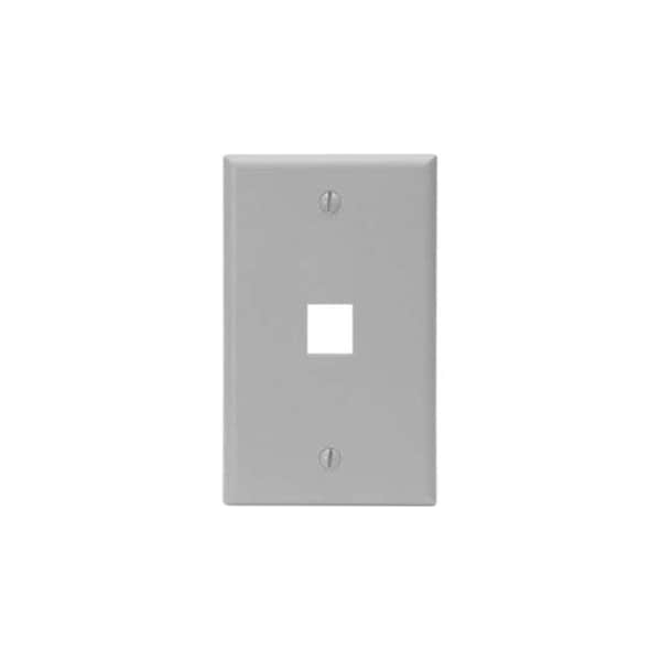 Leviton 1-Port Wallplate Unloaded, 1-Gang Use W/Snap-In Modules, Quickport GY 41080-1GP - main