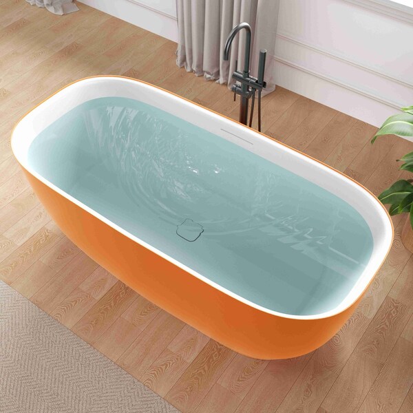 Anzzi Piete Series 32in W x 68in D x 25in H Orange Freestanding Bathtub MN6732OGS - main