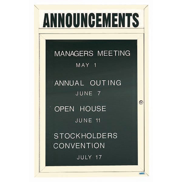 Aarco Outdoor Enclosed Directory w/ Al Frame Header, Powder Coated Ivory, 24''Hx18''W OADC2418HIV - main