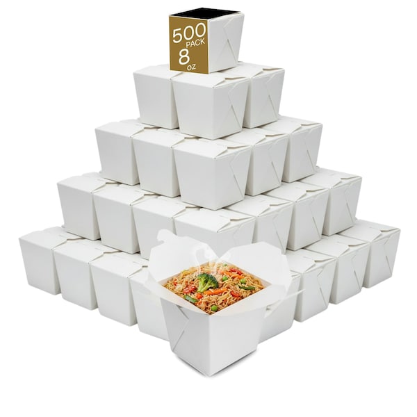 Eco Harmony Products Paper Take-Out Boxes, White, 8oz, 500PK 804578 - main