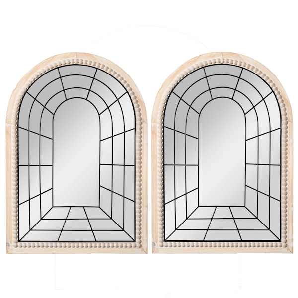 Uniquewise Set of 2 Arched Large 39.37 x 27.56 in Window Metal Mirror, Windowpane Shaped Decoration QI004670.2 - main