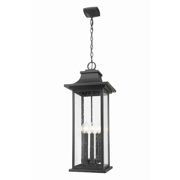 Z-Lite Tiberius 6 Light Outdoor Chain Mount Ceiling Fixture, Black, 12 In W x 31.5 In H 5017CHXL-BK - main