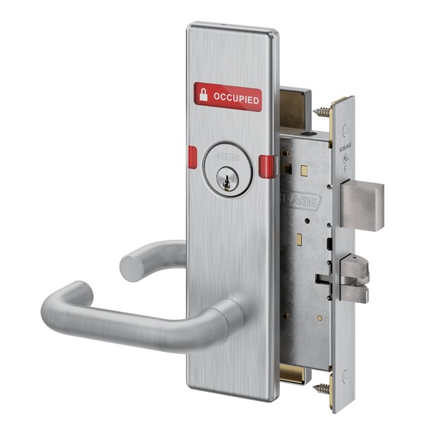 Schlage Grade 1 Corridor Mortise Lock, Conventional Cylinder, 03 Lever, N Escutcheon, Exterior Indicator in L9456P 03N 626 OS-OCC - main