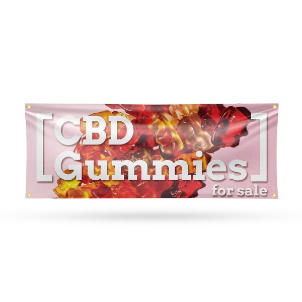 Signmission CBD Gummies For Sale, 18 Inch x 48 Inch, Vinyl Banner B-30510 - main