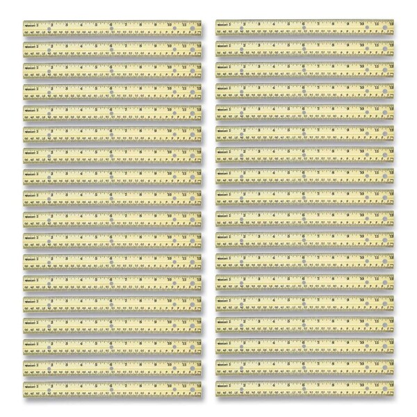 Westcott Three-Hole Punched Wood Ruler, Standard/Metric, 12" (30 cm) Long, Natural Wood, 36PK 17724 - main