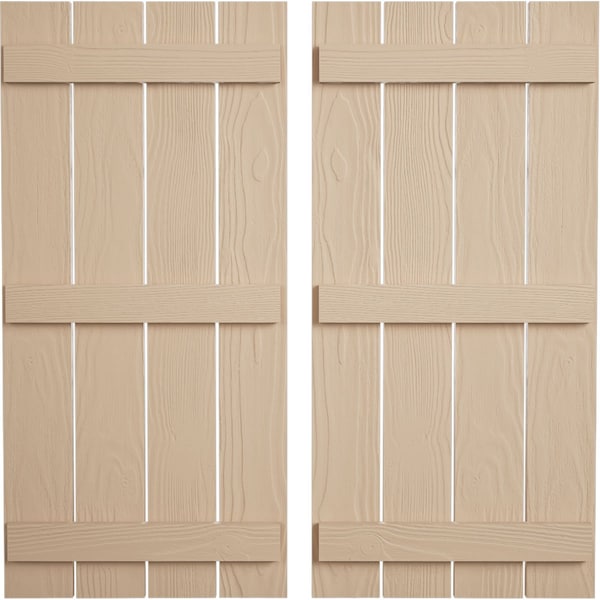 Ekena Millwork Rustic Four Board Spaced Board-n-Batten Sandblasted Faux Wood Shutters, 23 1/2"W x 62"H SHUBSS23X62SDPR - main