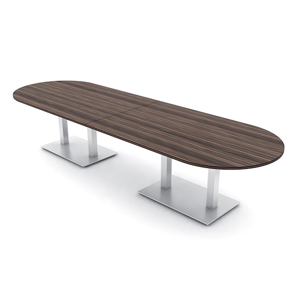 Skutchi Designs Racetrack Conference Table With Power Unit, 48 in W, 144 in L, Brown HAR-RAC-48X144-DOU-H3041-NA - main