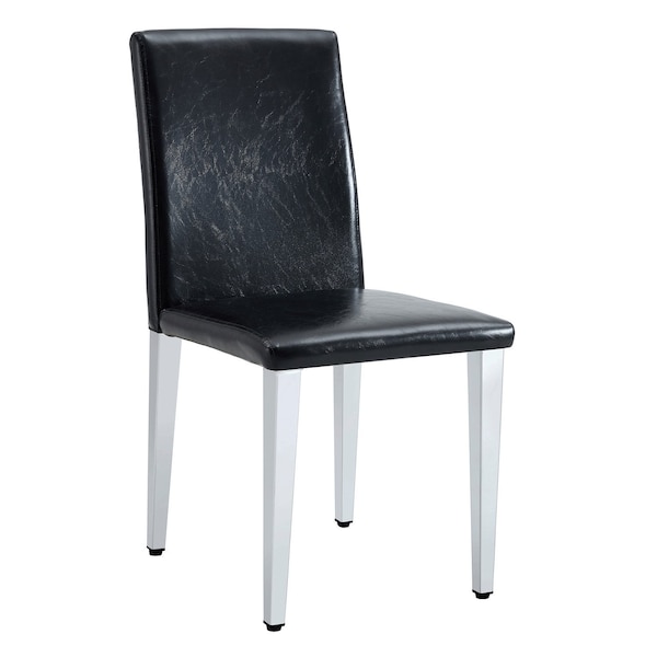 Homeroots Set of Two Black and Silver Faux Leather and Metal Dining Side Chairs, 2PK 719650 - main