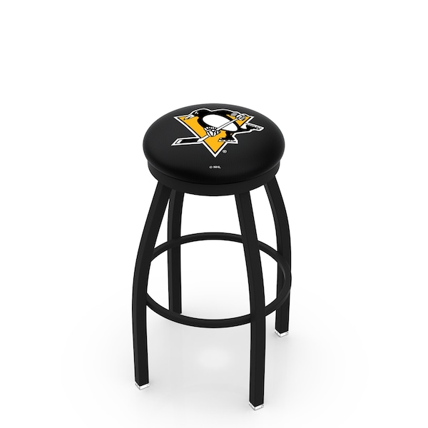 Holland Bar Stool Co 30" Blk Wrinkle Pittsburgh Penguins Swivel Bar Stool, Accent Ring L8B2B30PitPen - main