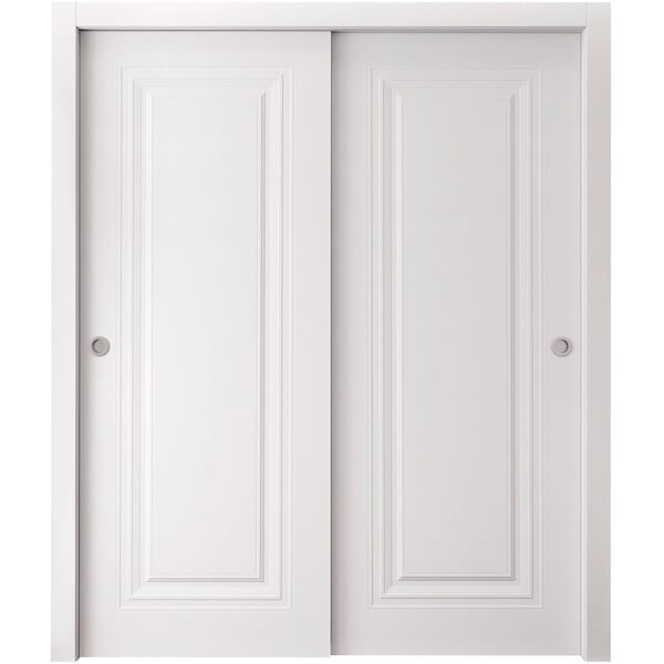 Sartodoors Sliding Closet Bypass Doors 36 x 80 inches, BASIC 9111 White, Rails Hardware Set, Wood Solid Bedr BASIC9111DBD-SKIN-36 - main