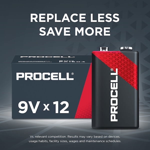 Duracell Procell Constant 9V Alkaline Battery, PK12 PC1604BKD - main