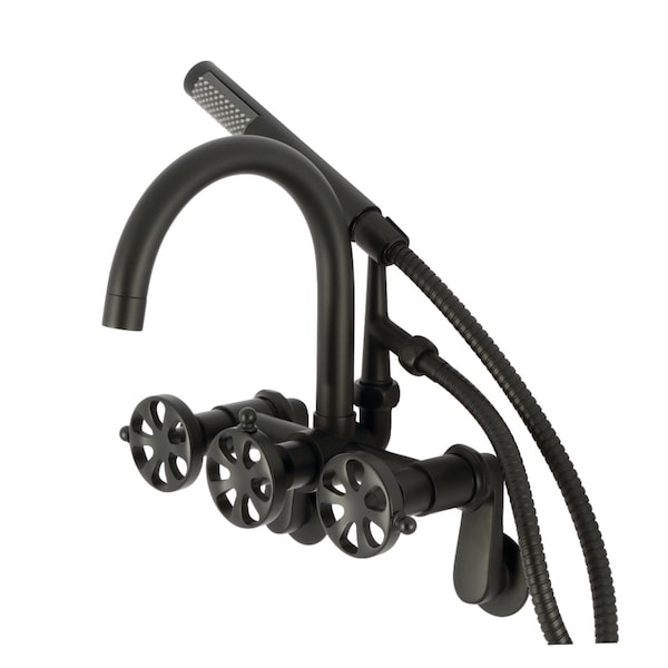 Kingston Brass 7-Inch Adjustable Wall Mount Clawfoot Tub Faucet, Matte Black AE8150RX - main