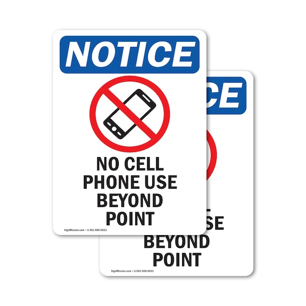 Signmission No Cell Phone Use Sign With Symbol, 5 in W x Rectangle, Vinyl Decal OS-2PACK-NS-D-57-V-14417 - main