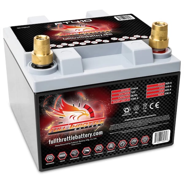 Fullriver Full Throttle 28Ah 410 CCA AGM Battery Group U1 FT410 - main