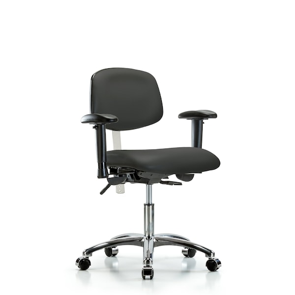 Blue Ridge Ergonomics Clean Room Chair Desk Chair, Vinyl, Caster, Gry, CL100, Adjustable Arms, 18" to 23" Height, Vinyl BR-NCR-VDHCH-CR-T1-A1-CC-8605 - main