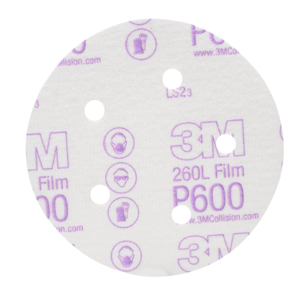 3M Finishing Film Abrasive Disc, 01055, 5 in, Dust Free, P600, 4PK 260L - main