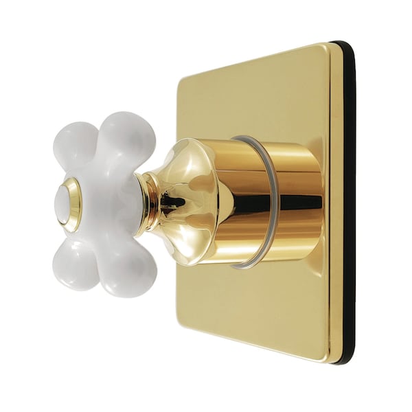 Kingston Brass Single-Handle Six-Way Diverter Valve with Square Trim Kit, Polished Brass KS4042PX - main