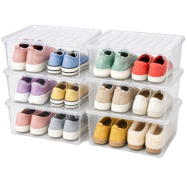 Basicwise Storage Container, 10-1/2 in L x 14 in W x 5-1/2 in H, Clear, Plastic QI003259.6 - main