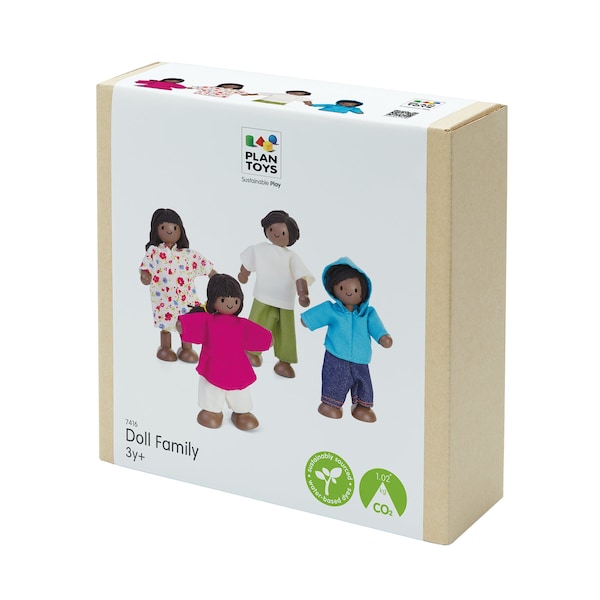 Plantoys Wooden Doll Family, Dark Skin Tone 7416 - main