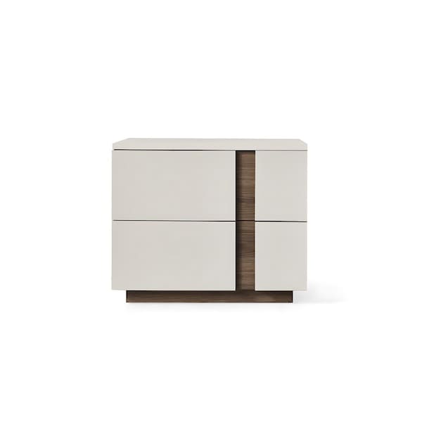 Homeroots 20" Light Gray Wood Two Drawer Nightstand 719557 - main