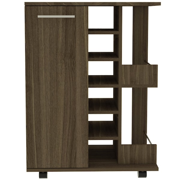 Homeroots Brown Rolling Bar Cart With Wine Storage 477741 - main