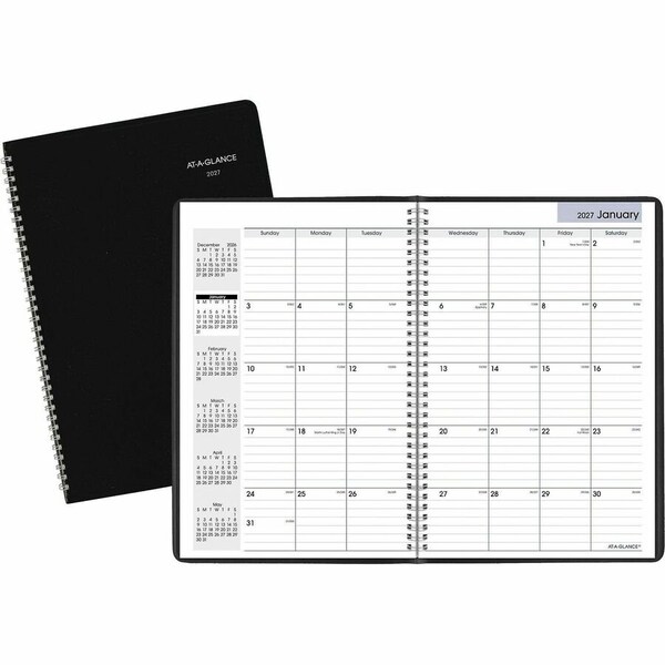 At-A-Glance DayMinder Monthly Planner, Ruled Blocks, 12 x 8, Black Cover, 14-Month: Dec 2024 to Jan 2026 G470-00 - main