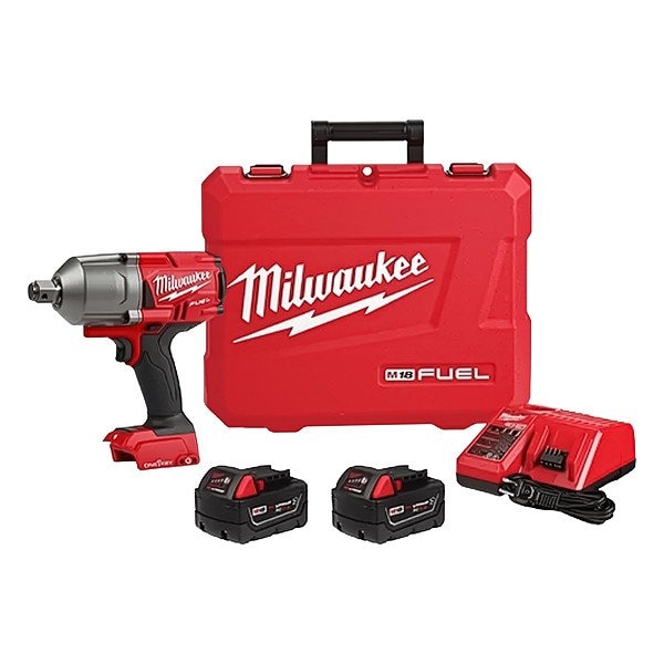 Milwaukee Tool M18 FUEL w/ ONE-KEY High Torque Impact Wrench 3/4" Friction Ring Kit + M18 XC5.0 Resistant Battery 2864-22R, 48-11-1850R - main