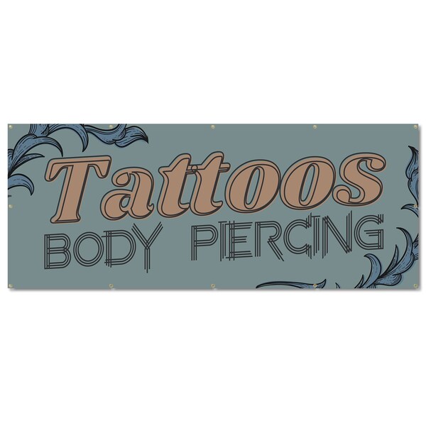 Signmission Tattoos Piercing, 48 Inch, Banner B-120-30427 - main