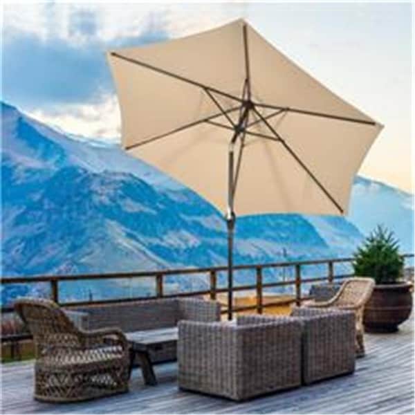 Costway 10 ft. Outdoor Market Patio Table Umbrella with Push Button Tilt Crank Lift, Beige OP70704BE - main
