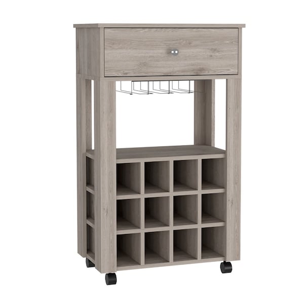 Homeroots Light Gray Rolling Bar Cart With Wine Storage 479945 - main