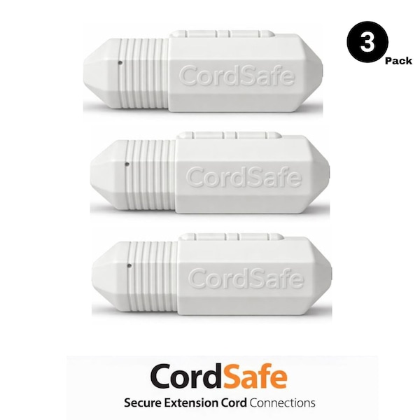 Cordsafe CordSafe PLUS Extension Cord Connection Protector, Weather-Resistant Plug Cover, Fits 18-12 AWG Extension Cords, Made in USA, White, 3-Pack 2460-3 - main