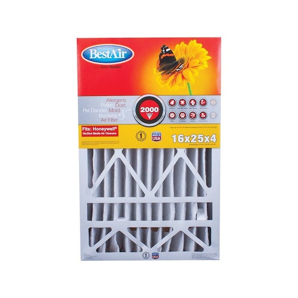 Bestair 25 in. W X 16 in. H X 4 in. 11 MERV Pleated Air Filter 1 pk HW1625-11R-3 - main